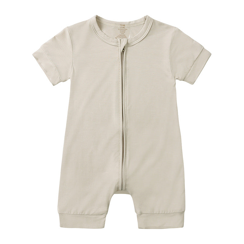 Short Sleeve Bamboo Romper Coffee