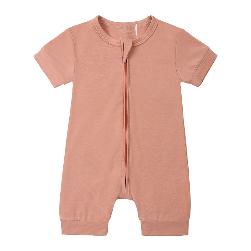 Short Sleeve Bamboo Romper Copper Red