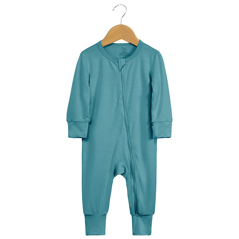 Long Sleeve Bamboo Romper Tropical Teal