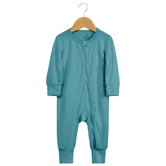 Long Sleeve Bamboo Romper Tropical Teal