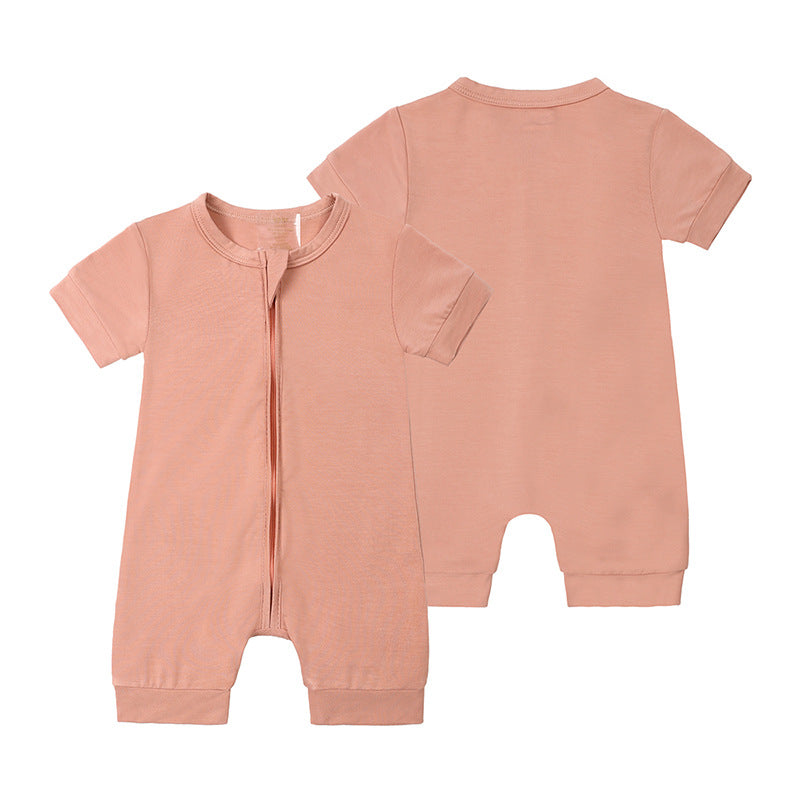 Short Sleeve Bamboo Romper Copper Red