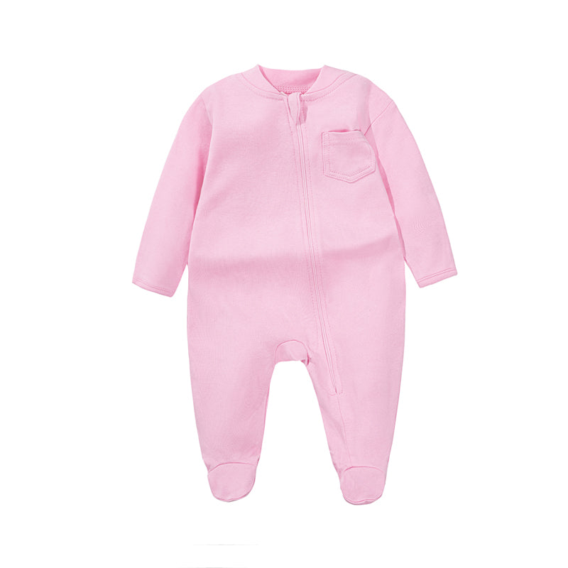 Long Sleeve Cotton Romper Bubblegum Pink