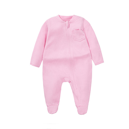 Long Sleeve Cotton Romper Bubblegum Pink