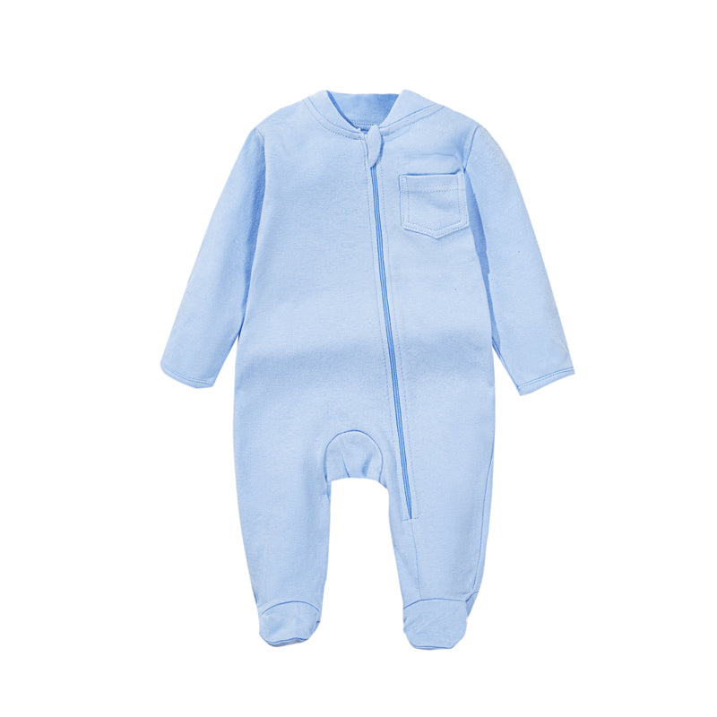 Long Sleeve Cotton Romper Sky Blue