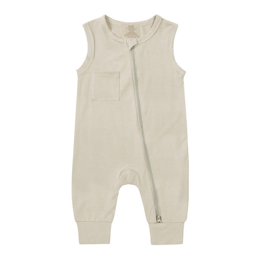 Sleeveless Bamboo Romper Beige