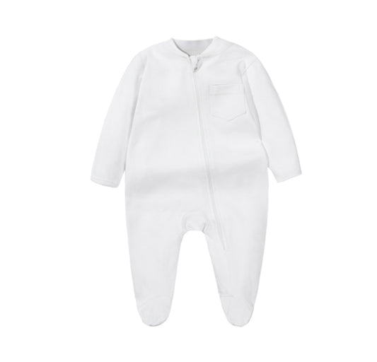 Long Sleeve Cotton Romper Glacier White