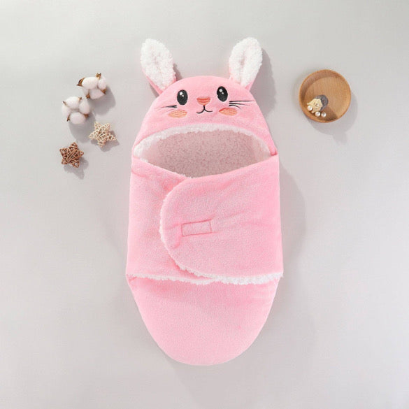 Soft Baby Animal Swaddle Wrap Pink Rabbit