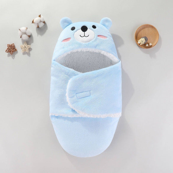 Soft Baby Animal Swaddle Wrap Blue Bear