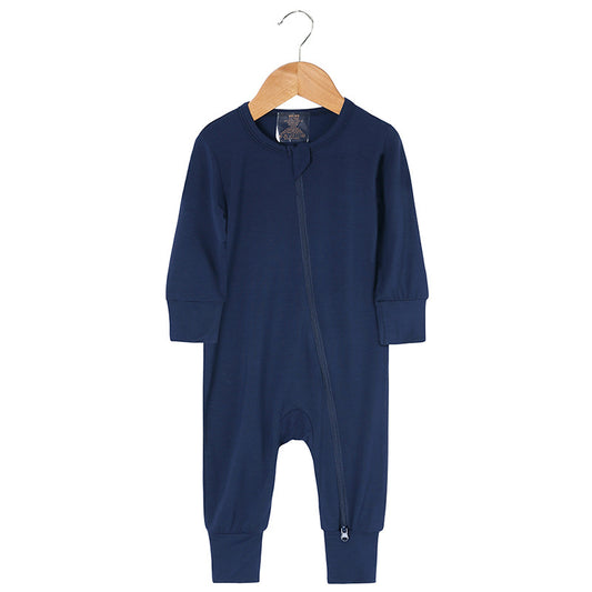 Long Sleeve Bamboo Romper Deep Blue