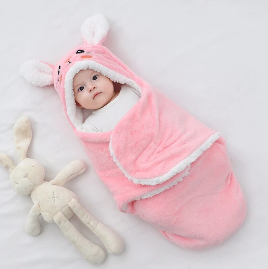 Soft Baby Animal Swaddle Wrap Pink Rabbit